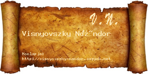 Visnyovszky Nándor névjegykártya